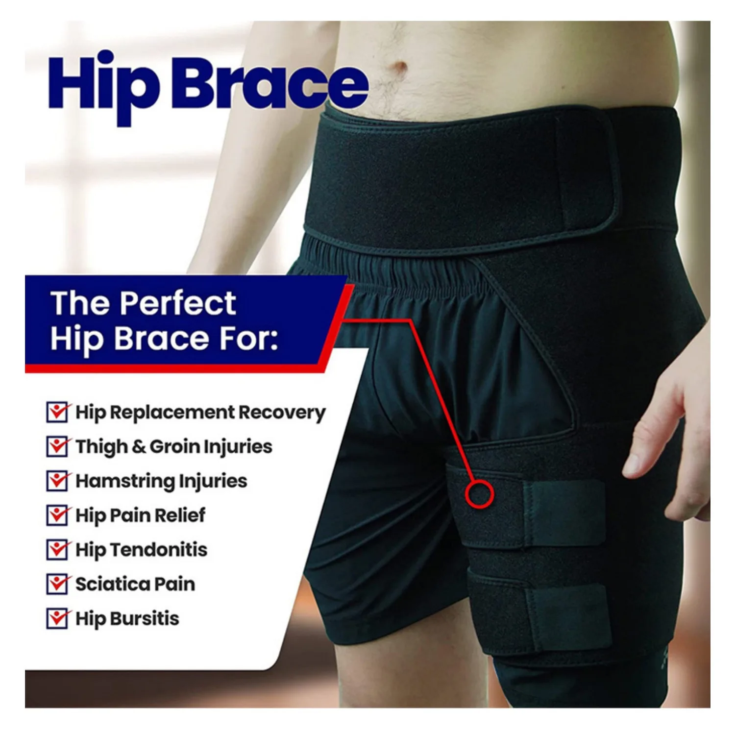 Sciatica Relief Hip Brace - Compression Wrap for Pain, Hamstring, Groin & Thigh Injuries - Sacroiliac Joint Support Stabilizer