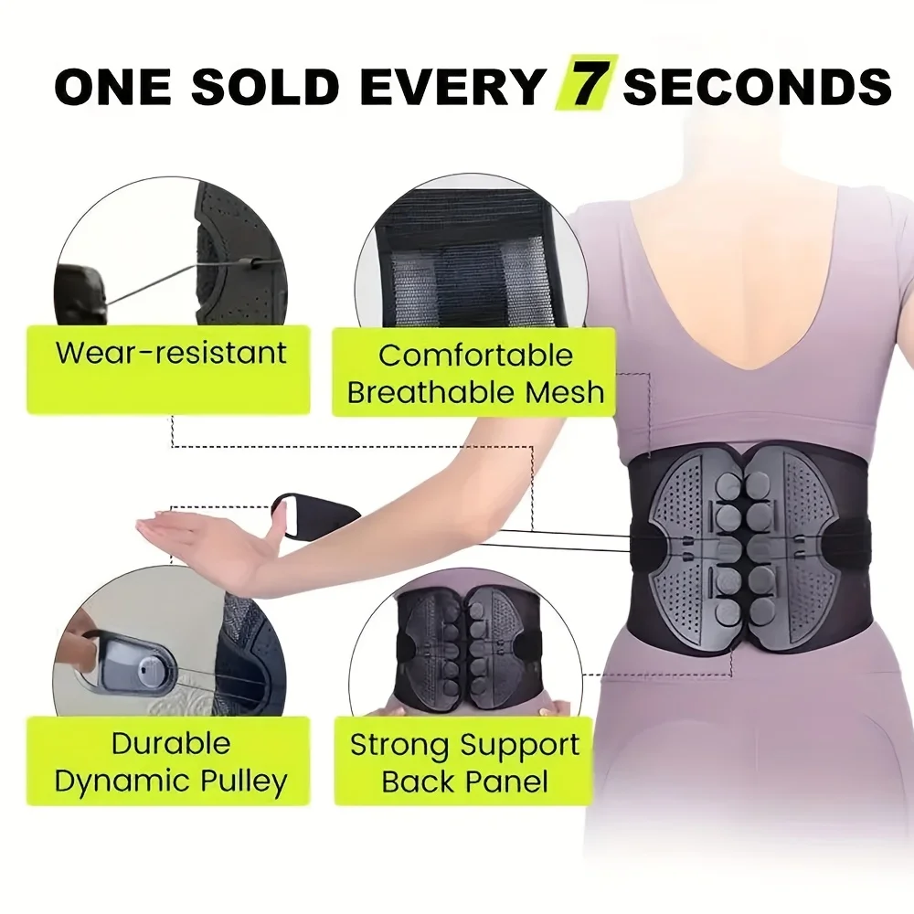 Unisex Lumbar Corrector Comfortable Breathable Fitness Correction Pain Relief Waist Support Belt For Herniated Disc, Sciatica
