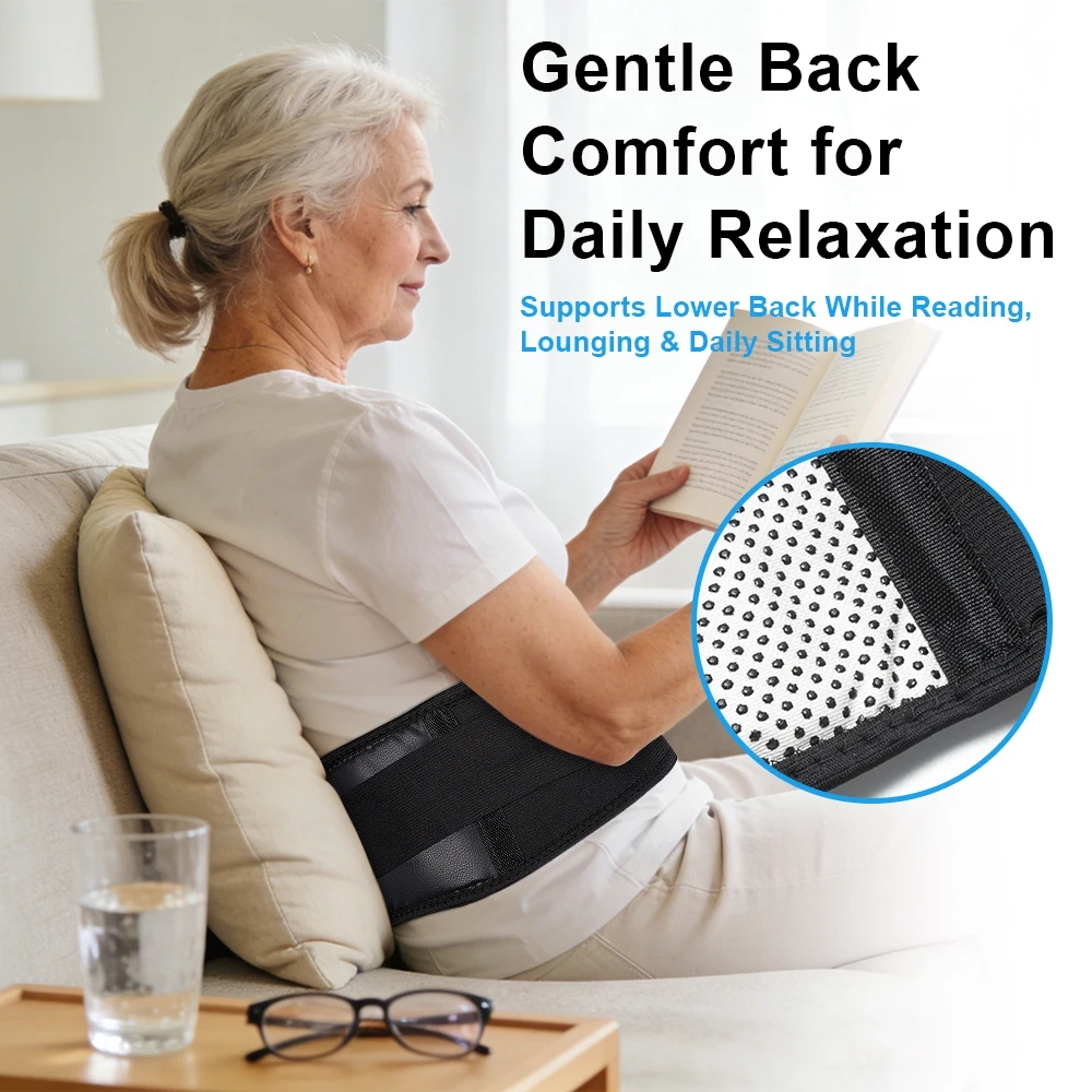 Magnetic Therapy Heating Back Brace, Heated Waist Wrap for Sciatica & Lower Back Pain, Adjustable Lumbar Support Belt