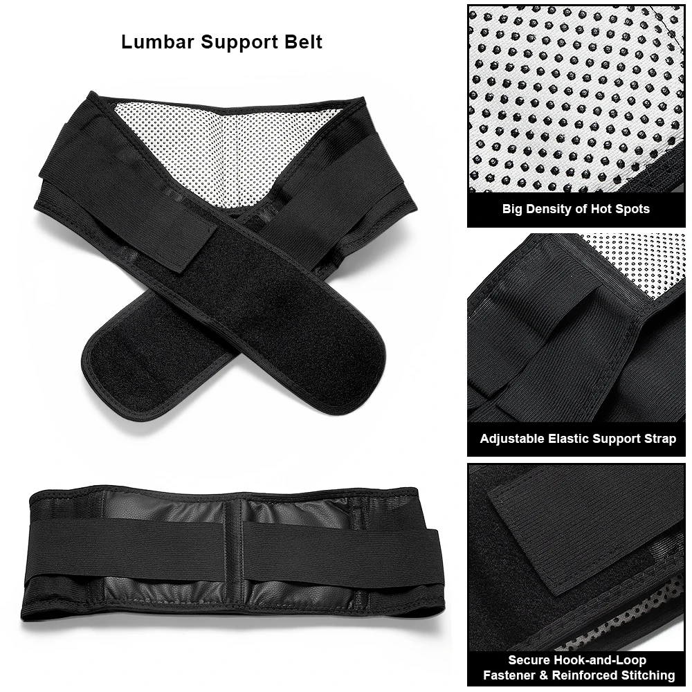 Magnetic Therapy Heating Back Brace, Heated Waist Wrap for Sciatica & Lower Back Pain, Adjustable Lumbar Support Belt