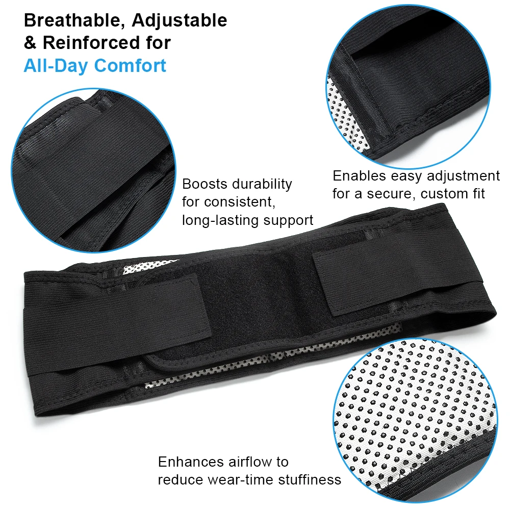 Magnetic Therapy Heating Back Brace, Heated Waist Wrap for Sciatica & Lower Back Pain, Adjustable Lumbar Support Belt