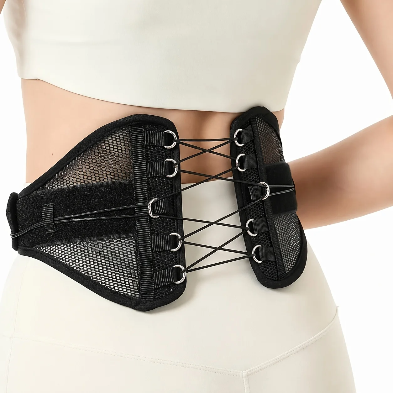 Unisex Breathable Mesh Waist Support Belt | Adjustable Pull Cord Sports Lumbar Brace for Running & Workout