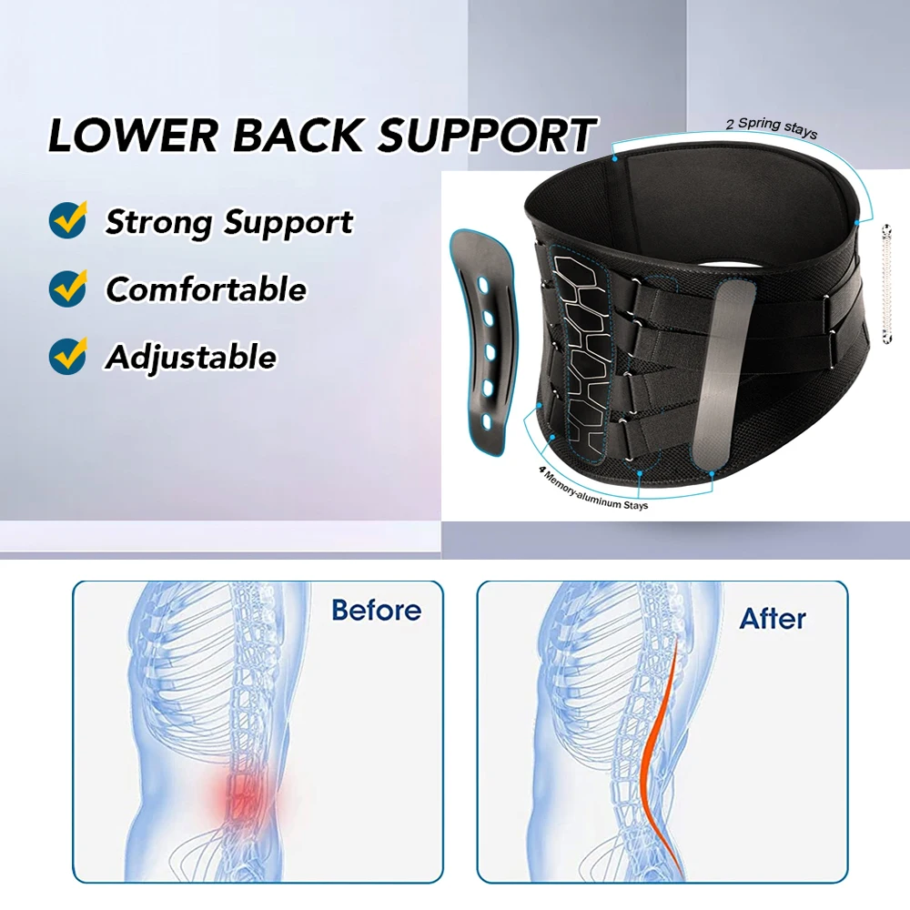 1PCS Lumbar Support Belt Lower Back Brace for Lifting,Herniated Disc,Sciatica,Pain Relief,Breathable Lumbar Brace for Men Women