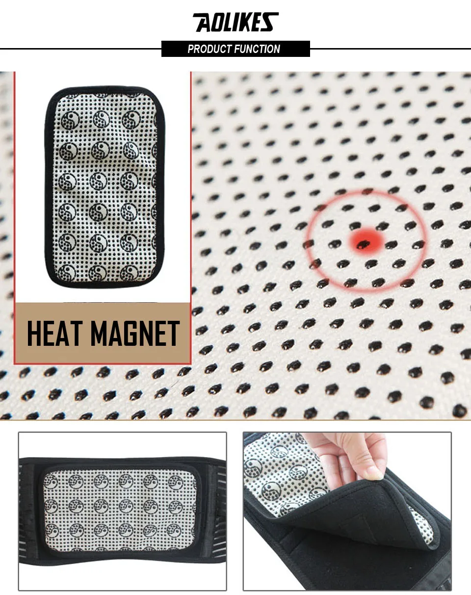 AOLIKES 1PCS Tourmaline Products Self-heating Magnetic Waist Back Support Brace Belt Lumbar Warm Protector Posture Corrector