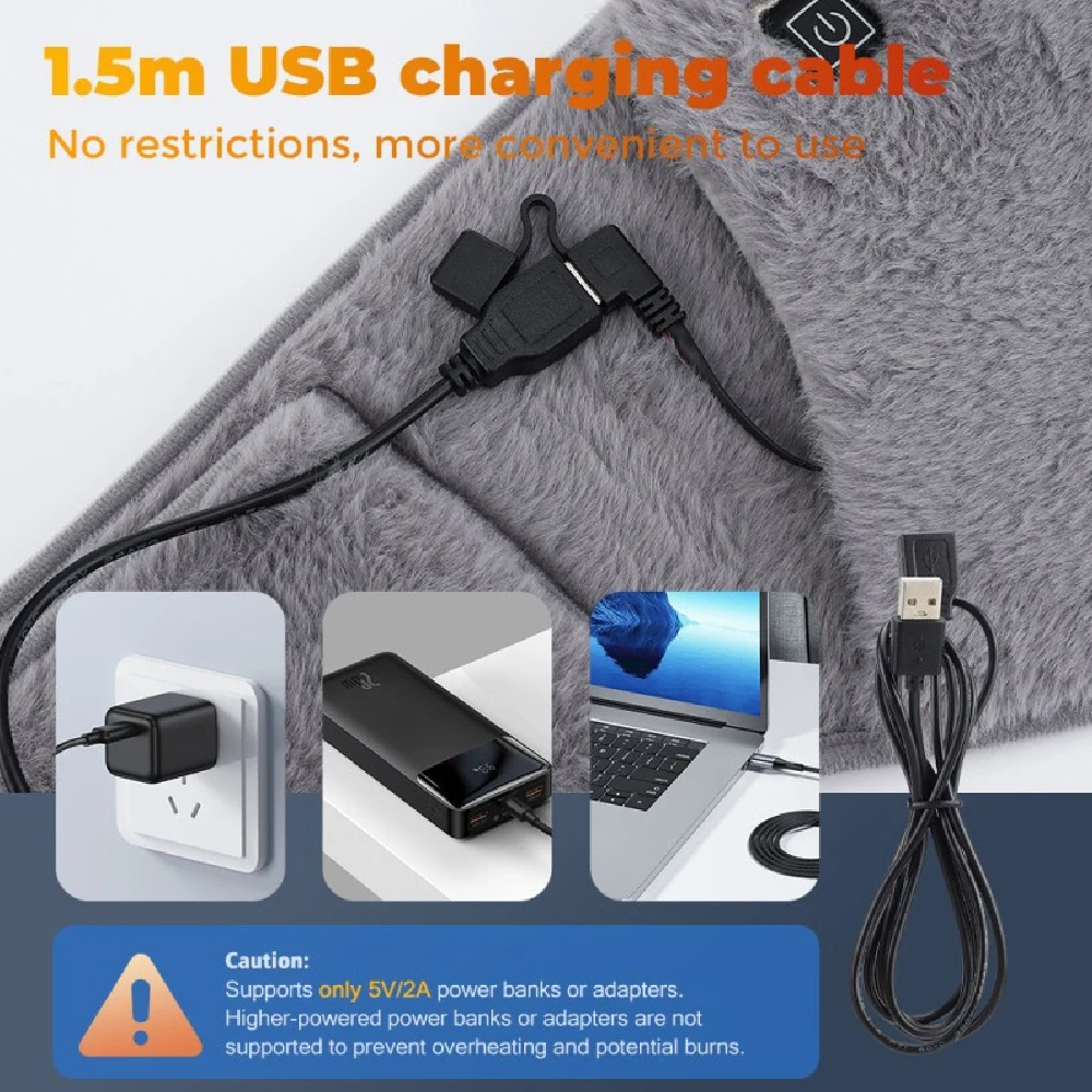 RGGMQQ 1PCS USB Heating Waist Belt - Portable Heated Pad with Hand Pockets, 3 Heat Levels, Back Pain Relief (No Power Bank)