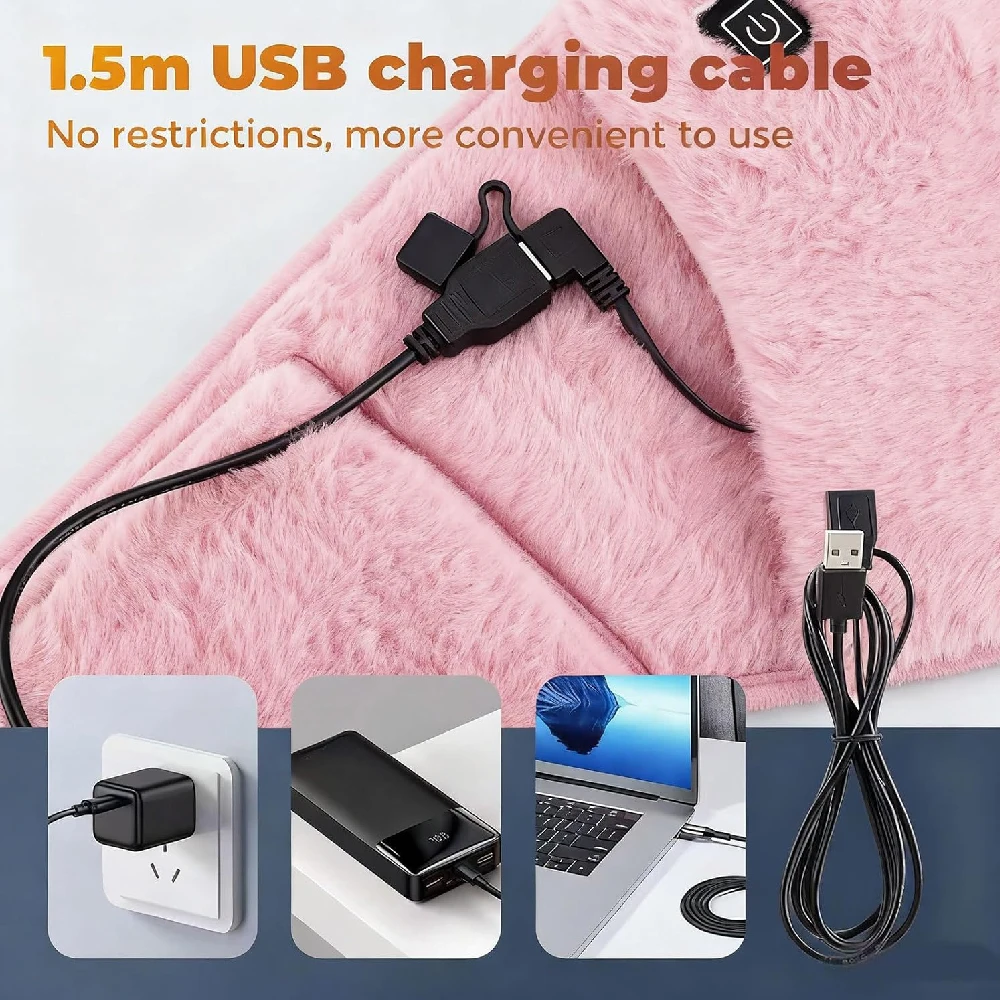RGGMQQ 1PCS USB Heating Waist Belt - Portable Heated Pad with Hand Pockets, 3 Heat Levels, Back Pain Relief (No Power Bank)