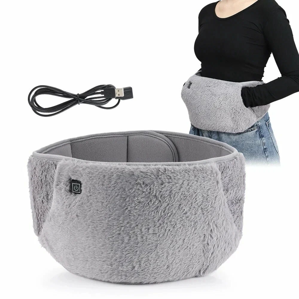 RGGMQQ 1PCS USB Heating Waist Belt - Portable Heated Pad with Hand Pockets, 3 Heat Levels, Back Pain Relief (No Power Bank)
