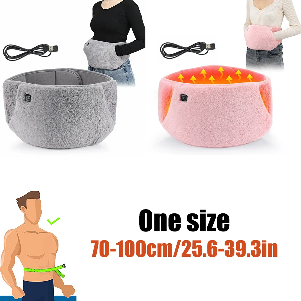 RGGMQQ 1PCS USB Heating Waist Belt - Portable Heated Pad with Hand Pockets, 3 Heat Levels, Back Pain Relief (No Power Bank)