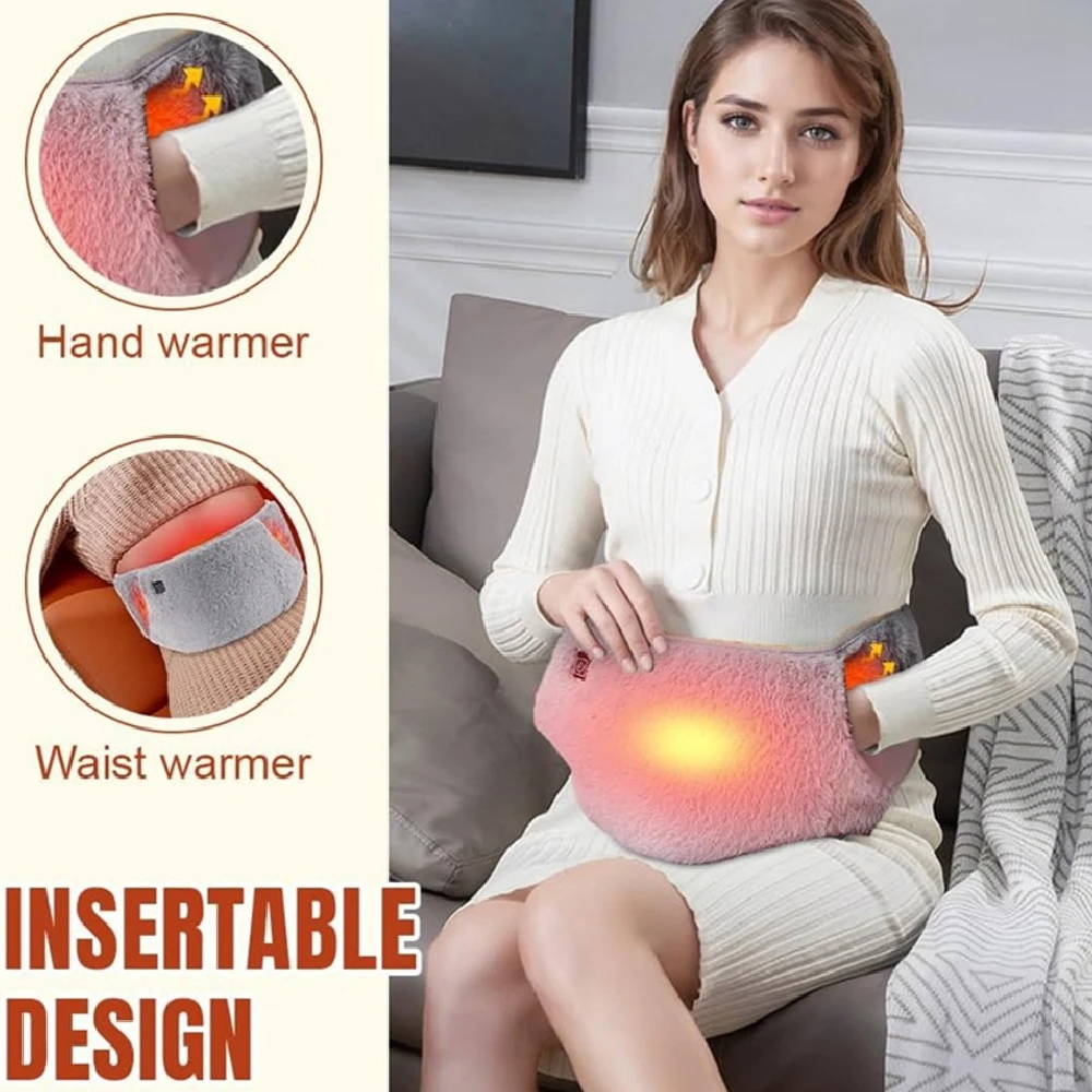 RGGMQQ 1PCS USB Heating Waist Belt - Portable Heated Pad with Hand Pockets, 3 Heat Levels, Back Pain Relief (No Power Bank)