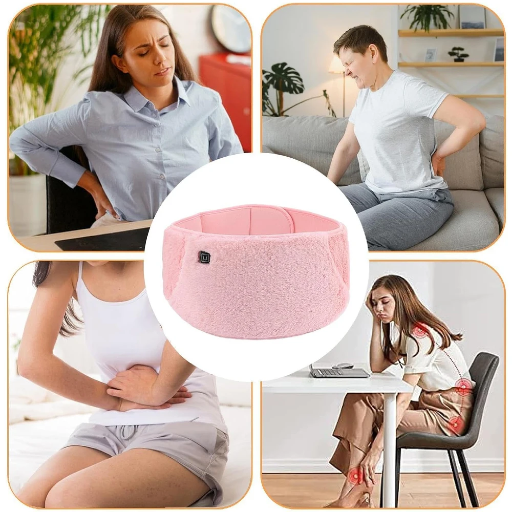 RGGMQQ 1PCS USB Heating Waist Belt - Portable Heated Pad with Hand Pockets, 3 Heat Levels, Back Pain Relief (No Power Bank)