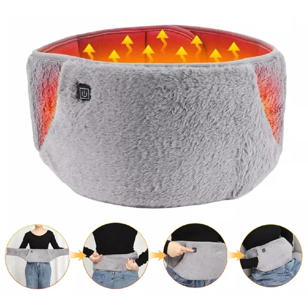 RGGMQQ 1PCS USB Heating Waist Belt - Portable Heated Pad with Hand Pockets, 3 Heat Levels, Back Pain Relief (No Power Bank)