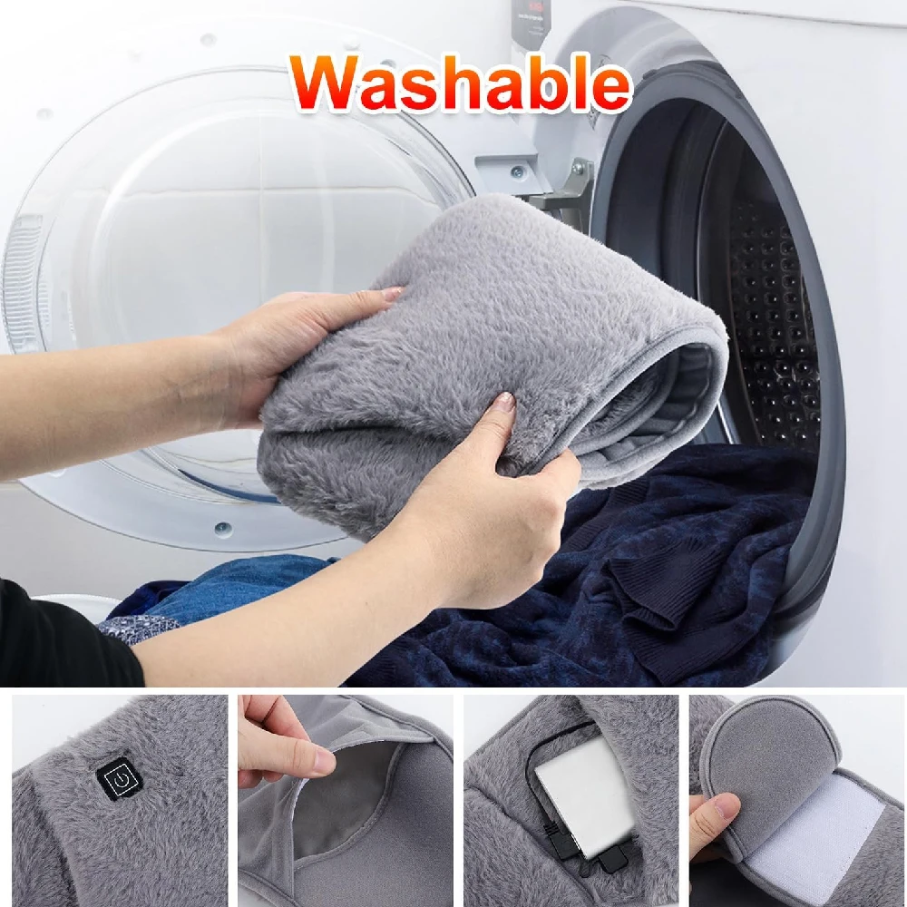 RGGMQQ 1PCS USB Heating Waist Belt - Portable Heated Pad with Hand Pockets, 3 Heat Levels, Back Pain Relief (No Power Bank)
