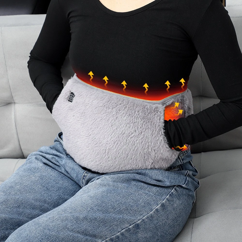 RGGMQQ 1PCS USB Heating Waist Belt - Portable Heated Pad with Hand Pockets, 3 Heat Levels, Back Pain Relief (No Power Bank)
