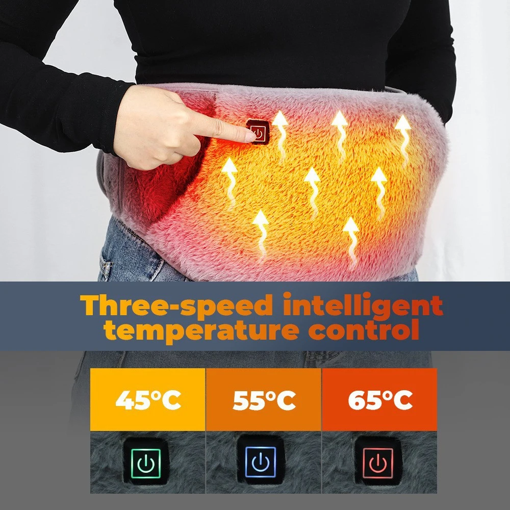 RGGMQQ 1PCS USB Heating Waist Belt - Portable Heated Pad with Hand Pockets, 3 Heat Levels, Back Pain Relief (No Power Bank)