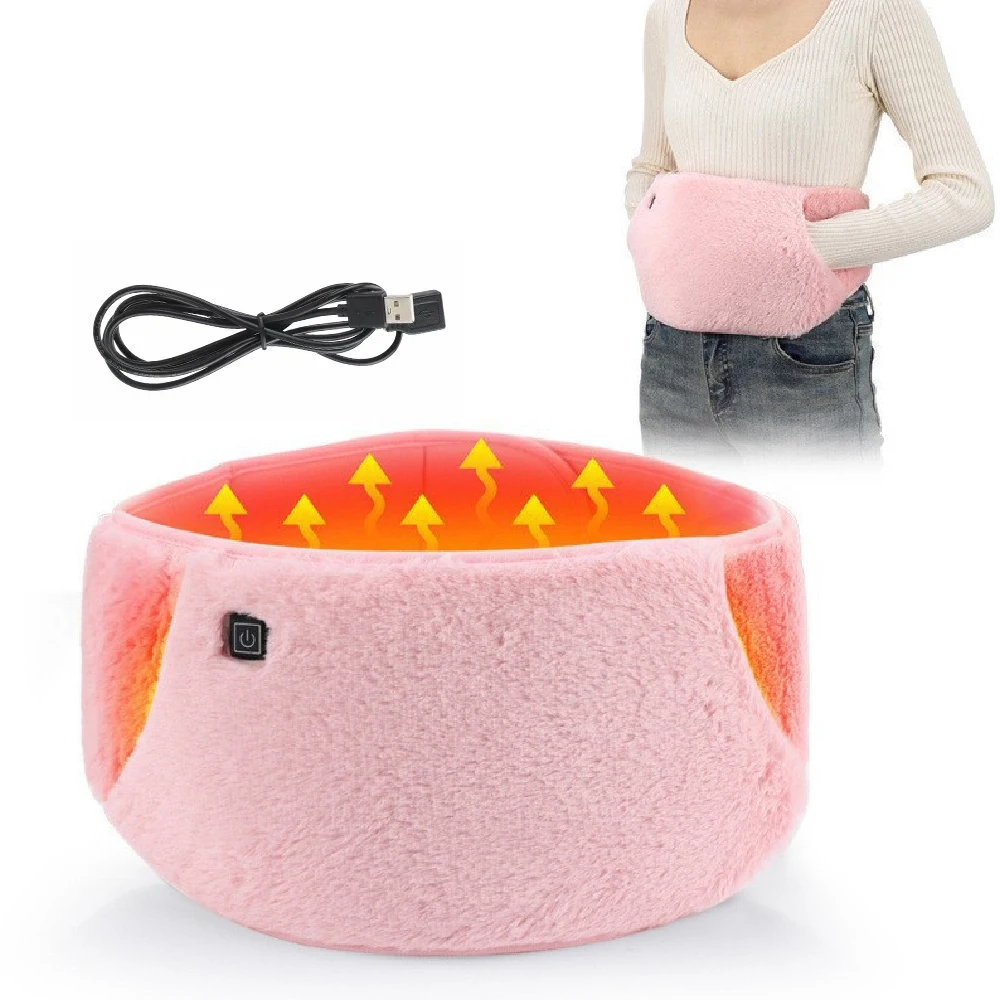 RGGMQQ 1PCS USB Heating Waist Belt - Portable Heated Pad with Hand Pockets, 3 Heat Levels, Back Pain Relief (No Power Bank)