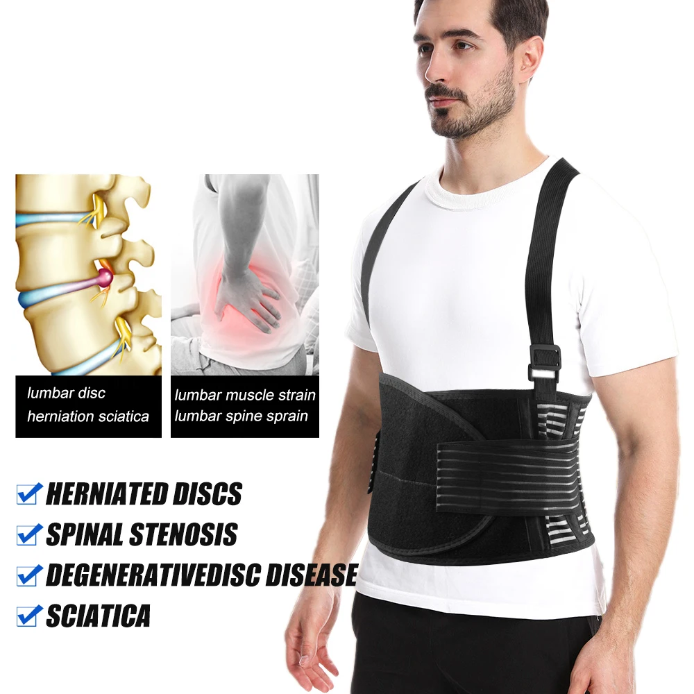 Back Brace Men and Women - Lower Lumbar Support for Heavy Lifting - Lower Back Support Belt - Adjustable Back Belt for Workout