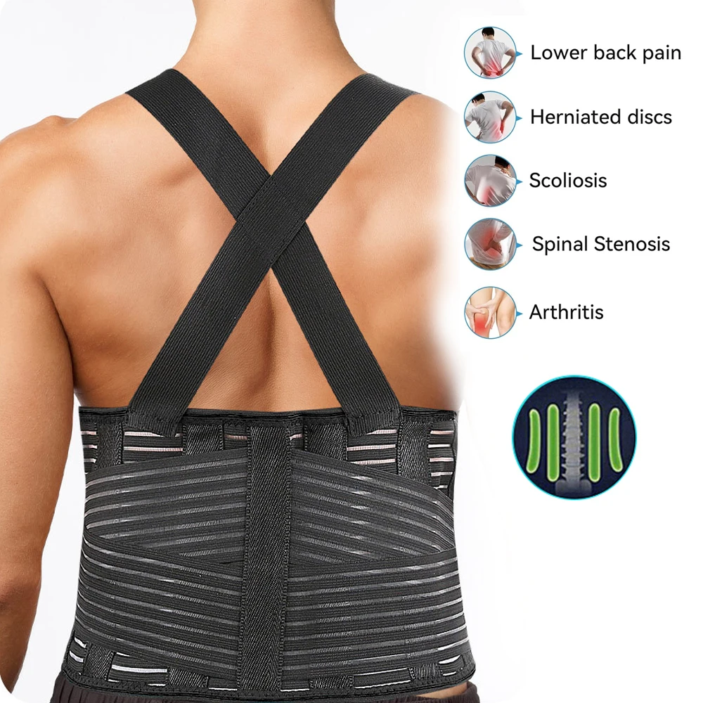 Back Brace Men and Women - Lower Lumbar Support for Heavy Lifting - Lower Back Support Belt - Adjustable Back Belt for Workout