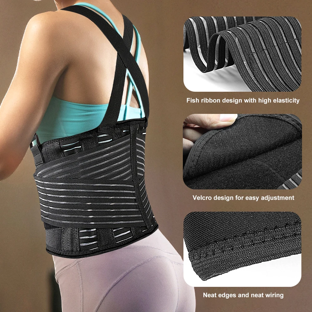 Back Brace Men and Women - Lower Lumbar Support for Heavy Lifting - Lower Back Support Belt - Adjustable Back Belt for Workout