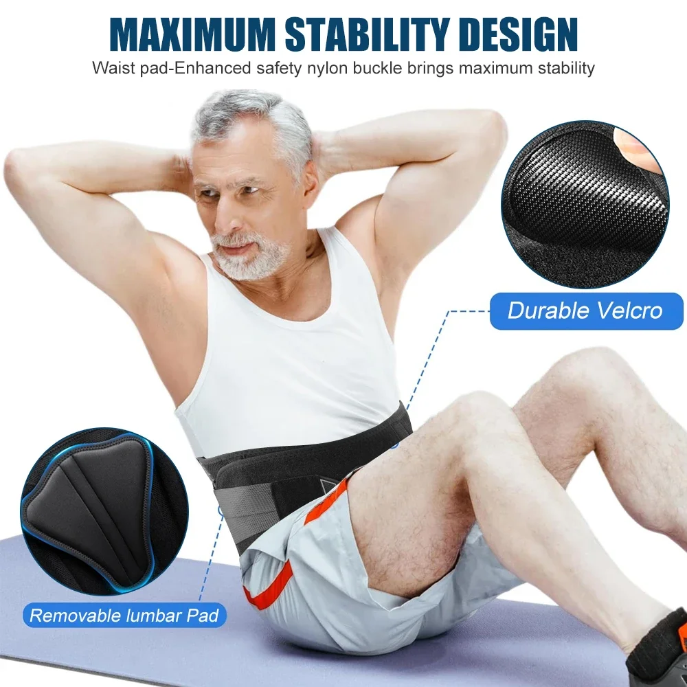 Adjustable Back Brace Pulley System, Sciatica, Herniated Disc, Scoliosis, Lumbar Support Belt with Aluminum Stays for Work Daily