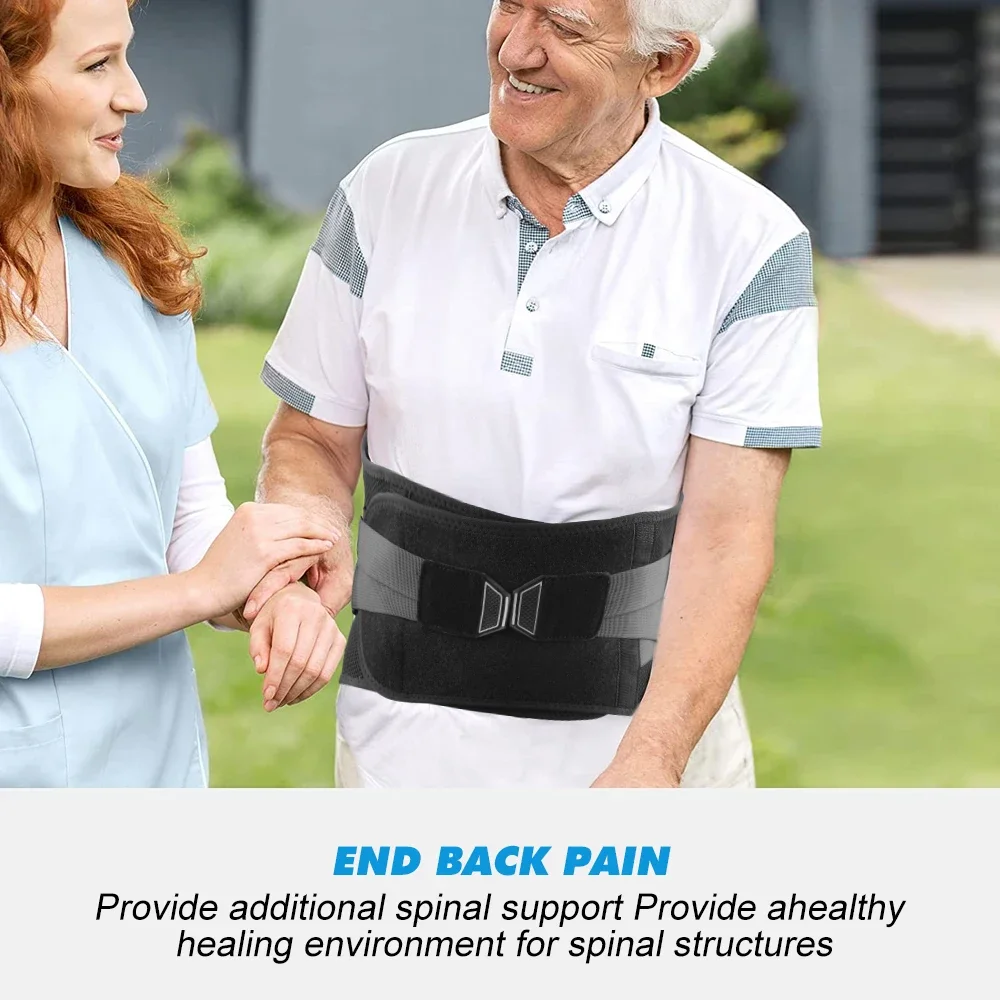 Adjustable Back Brace Pulley System, Sciatica, Herniated Disc, Scoliosis, Lumbar Support Belt with Aluminum Stays for Work Daily