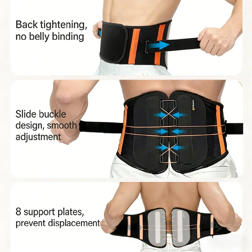 1PC Adjustable Back Brace Belt, Invisible Lumbar Support for Lower Back Pain, Scoliosis and Slipped Disc Relief for Men Women