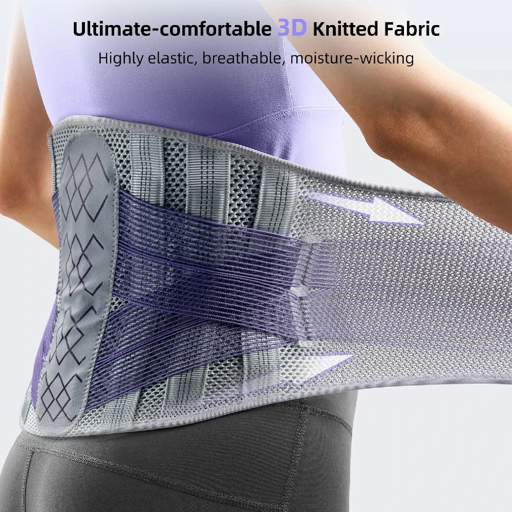 Adjustable Lumbar Support Belt & 7 Stays,Breathable Lower Back Brace for Men Women,Back Pain Relief for Herniated Disc Sciatica