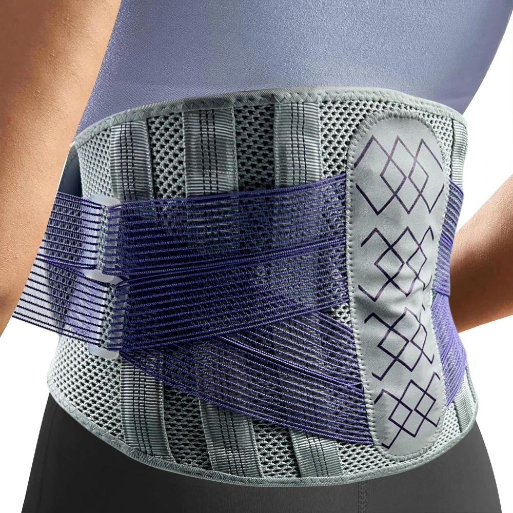 Adjustable Lumbar Support Belt & 7 Stays,Breathable Lower Back Brace for Men Women,Back Pain Relief for Herniated Disc Sciatica