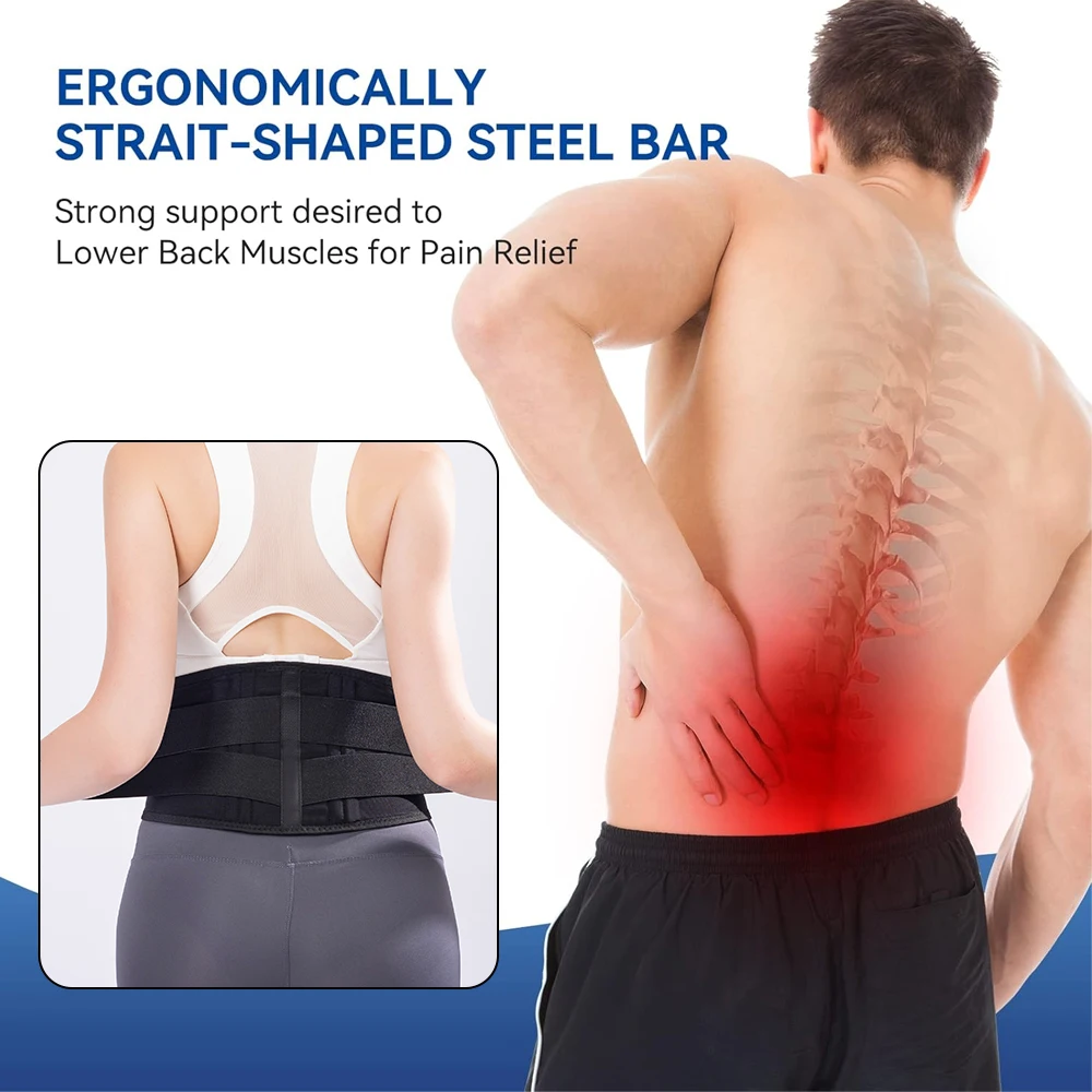 2-Stay Breathable Lower Back Brace,Adjustable Lumbar Support Belt for Sciatica,Back Pain Orthosis for Men Women Work Home Office