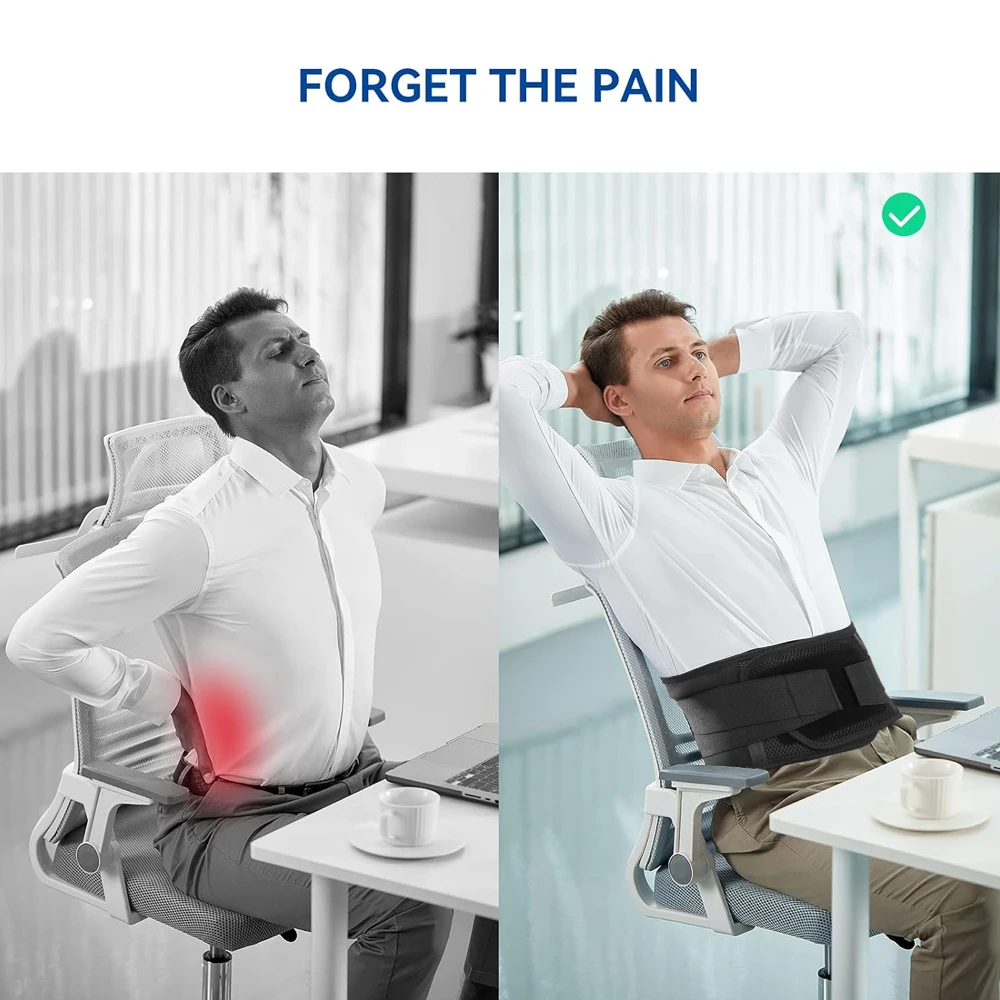 2-Stay Breathable Lower Back Brace,Adjustable Lumbar Support Belt for Sciatica,Back Pain Orthosis for Men Women Work Home Office