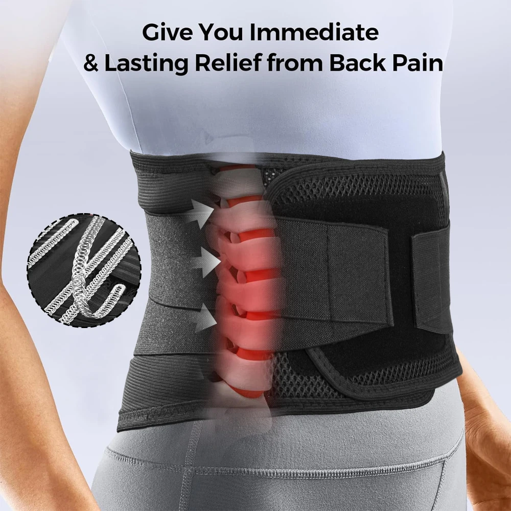2-Stay Breathable Lower Back Brace,Adjustable Lumbar Support Belt for Sciatica,Back Pain Orthosis for Men Women Work Home Office