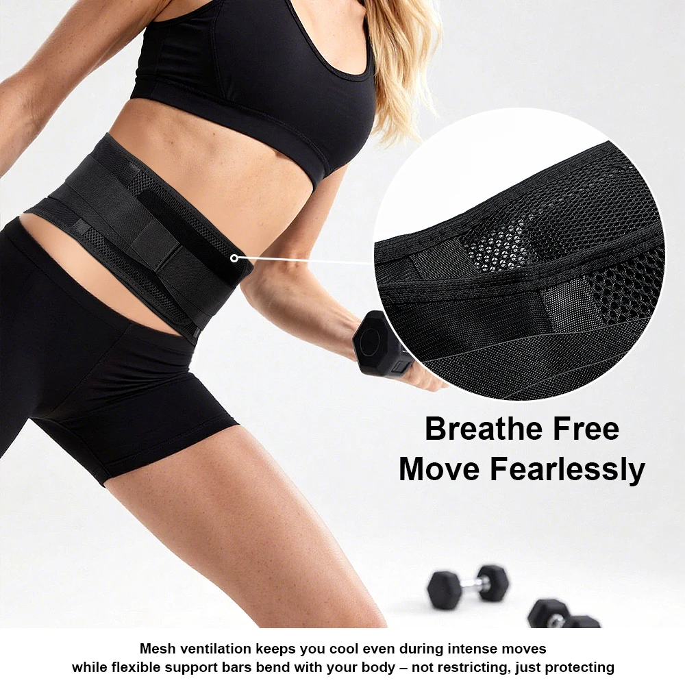 2-Stay Breathable Lower Back Brace,Adjustable Lumbar Support Belt for Sciatica,Back Pain Orthosis for Men Women Work Home Office