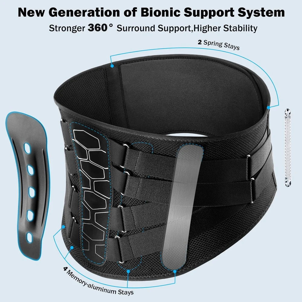 Seniors Lumbar Support Belt Breathable Back Brace with Steel Stays for Elderly Men Women Easy Wear for Home Daily Activities