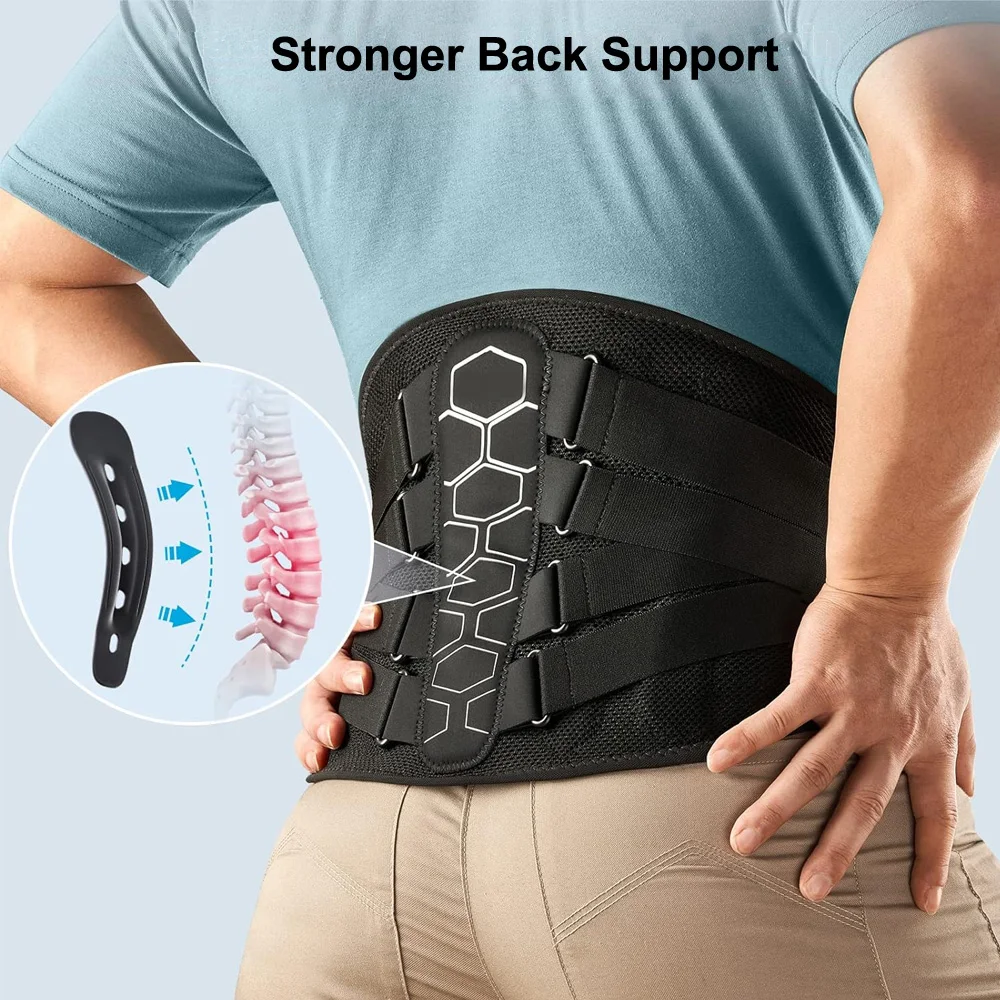 Seniors Lumbar Support Belt Breathable Back Brace with Steel Stays for Elderly Men Women Easy Wear for Home Daily Activities