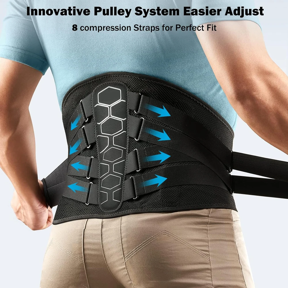 Seniors Lumbar Support Belt Breathable Back Brace with Steel Stays for Elderly Men Women Easy Wear for Home Daily Activities