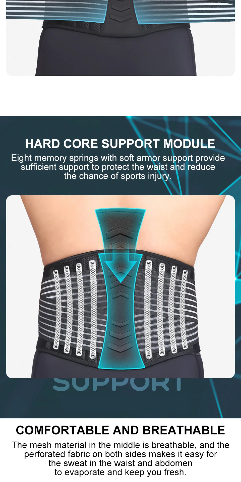 AOLIKES Adjustable Back Lumbar Support Belt Breathable Waist Brace Strap for Lower Back Pain Relief, Scoliosis, Herniated Disc