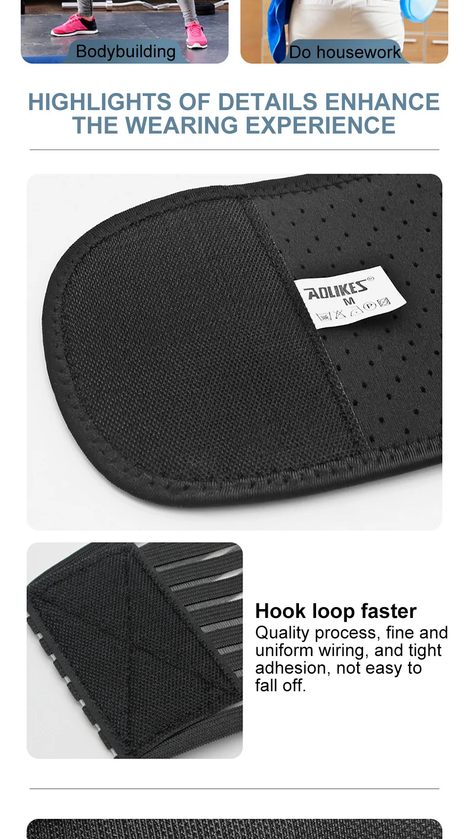 AOLIKES Adjustable Back Lumbar Support Belt Breathable Waist Brace Strap for Lower Back Pain Relief, Scoliosis, Herniated Disc