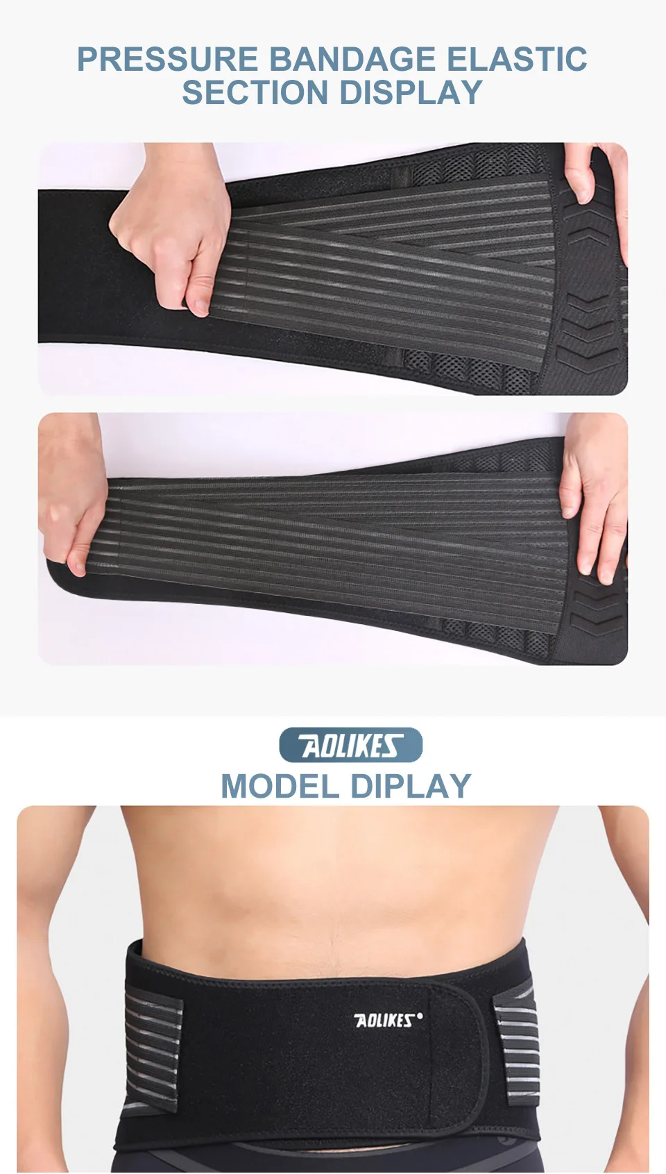 AOLIKES Adjustable Back Lumbar Support Belt Breathable Waist Brace Strap for Lower Back Pain Relief, Scoliosis, Herniated Disc