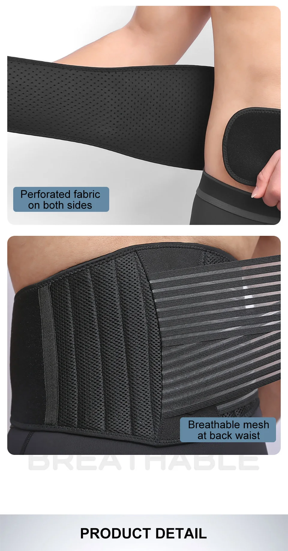 AOLIKES Adjustable Back Lumbar Support Belt Breathable Waist Brace Strap for Lower Back Pain Relief, Scoliosis, Herniated Disc