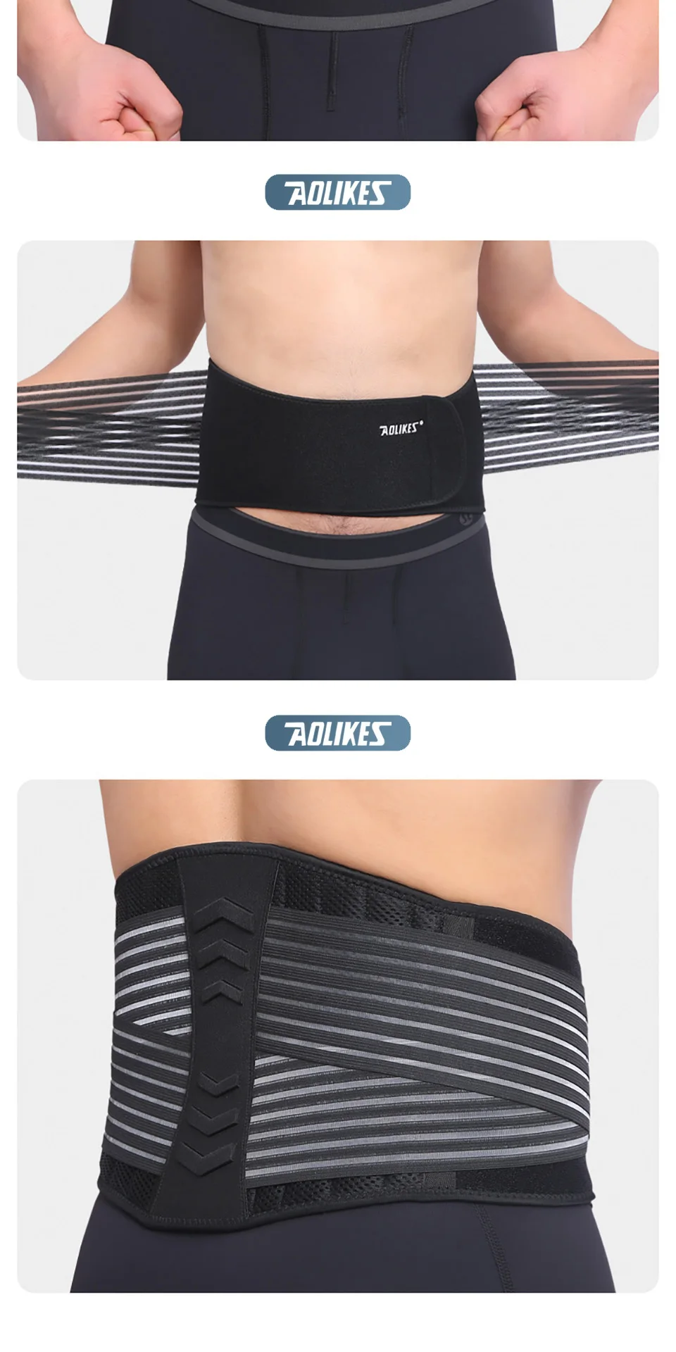 AOLIKES Adjustable Back Lumbar Support Belt Breathable Waist Brace Strap for Lower Back Pain Relief, Scoliosis, Herniated Disc