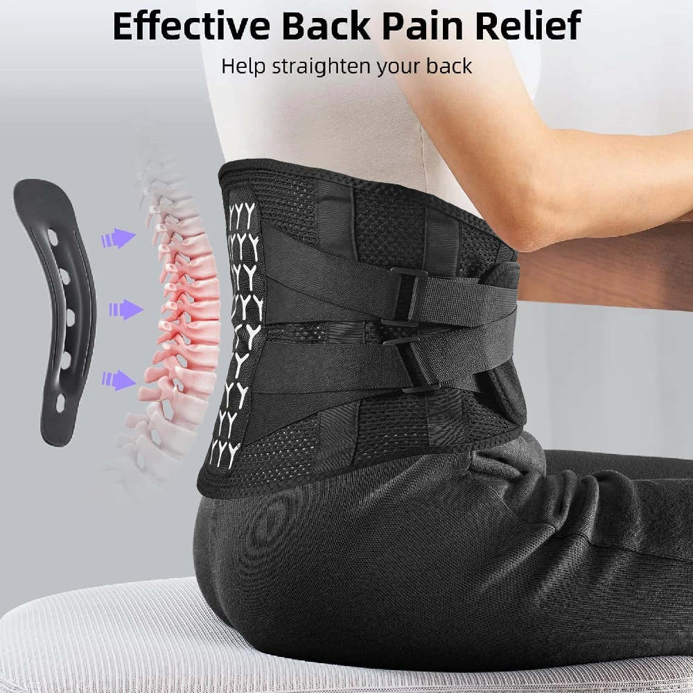 1PCS Adjustable Back Brace for Lower Pain Relief, Lumbar Support Belt with Steel Stays Breathable Mesh for Gym Running Cycling