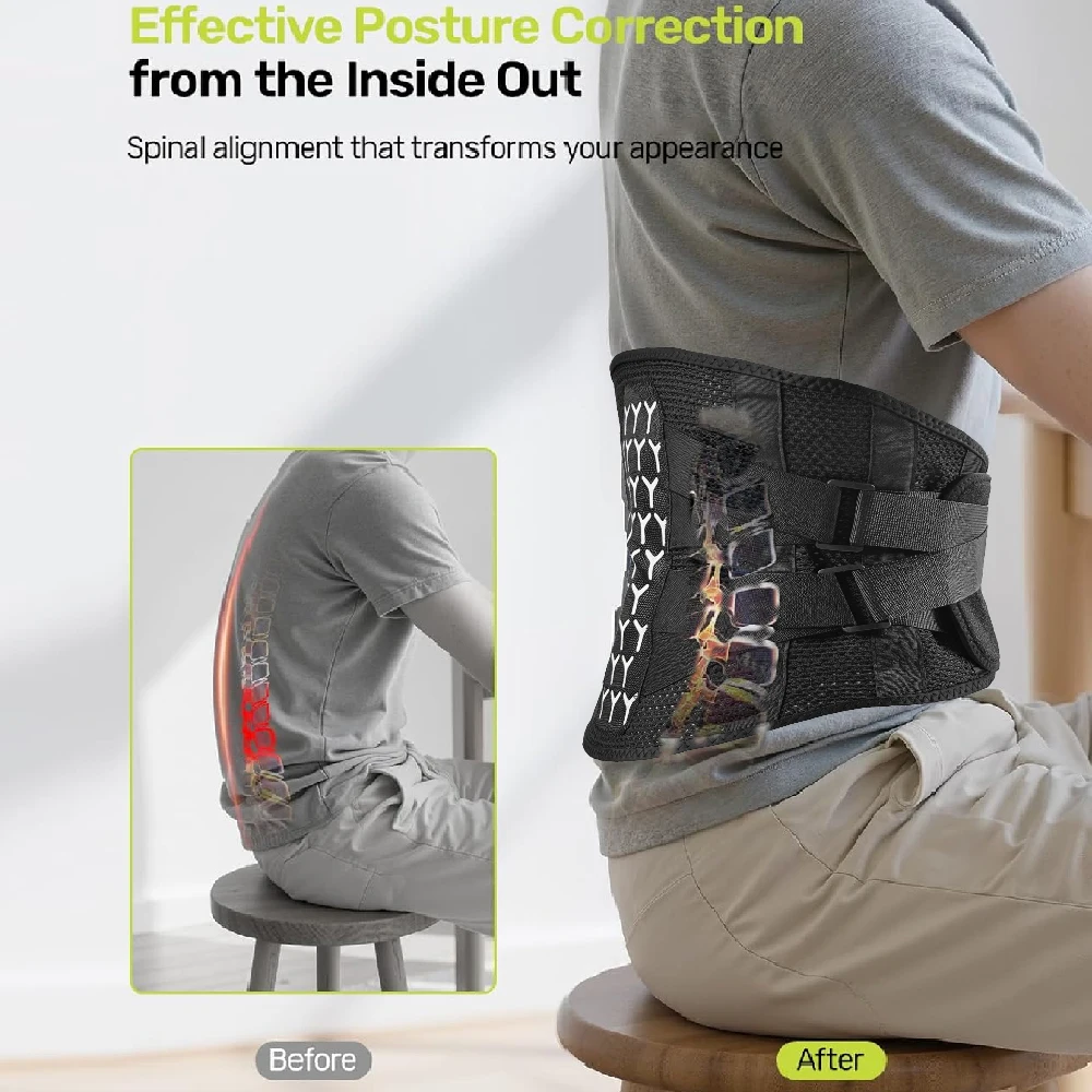 1PCS Adjustable Back Brace for Lower Pain Relief, Lumbar Support Belt with Steel Stays Breathable Mesh for Gym Running Cycling