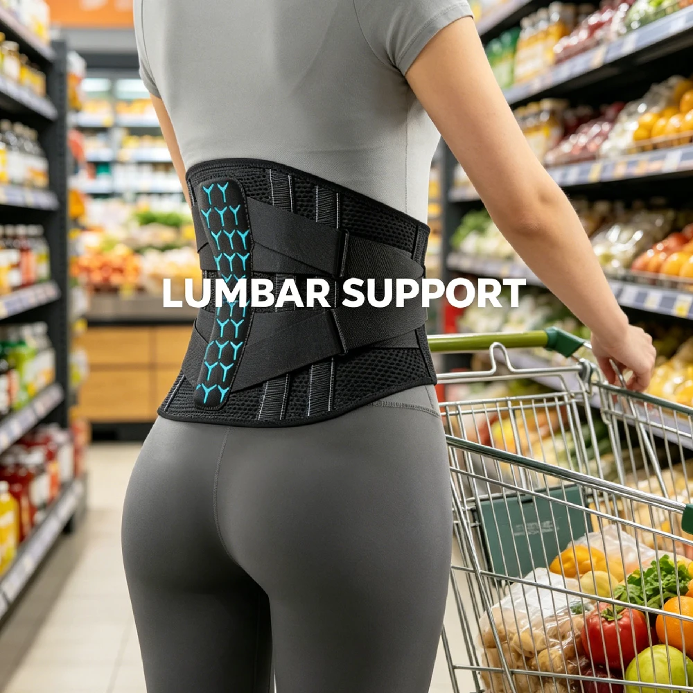 1PCS Adjustable Back Brace for Lower Pain Relief, Lumbar Support Belt with Steel Stays Breathable Mesh for Gym Running Cycling
