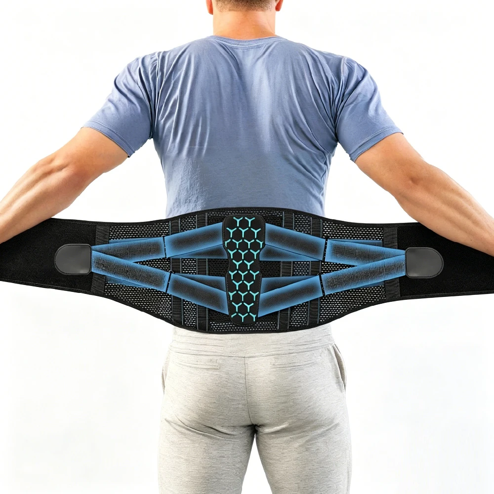 1PCS Adjustable Back Brace for Lower Pain Relief, Lumbar Support Belt with Steel Stays Breathable Mesh for Gym Running Cycling