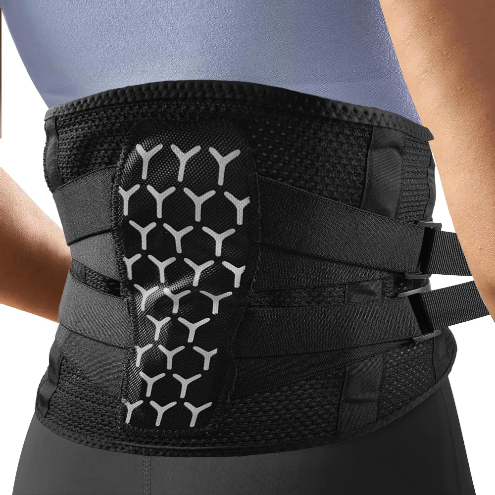 1PCS Adjustable Back Brace for Lower Pain Relief, Lumbar Support Belt with Steel Stays Breathable Mesh for Gym Running Cycling