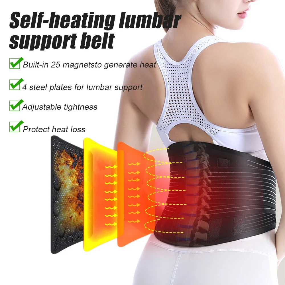 1PCS Heating Magnetic Therapy Back Brace Support Belt for Men Women, for Sciatica, Herniated Disc, Scoliosis Back Pain Relief