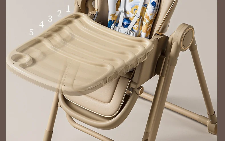 Multifunction Children Dining Chair Adjustable 2-in-1 Smooth Cardan Wheel Foldable Toddler Reclining Chair Highchair for Baby