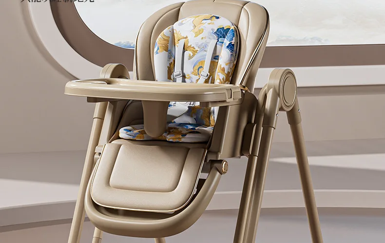 Multifunction Children Dining Chair Adjustable 2-in-1 Smooth Cardan Wheel Foldable Toddler Reclining Chair Highchair for Baby