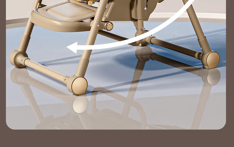 Multifunction Children Dining Chair Adjustable 2-in-1 Smooth Cardan Wheel Foldable Toddler Reclining Chair Highchair for Baby