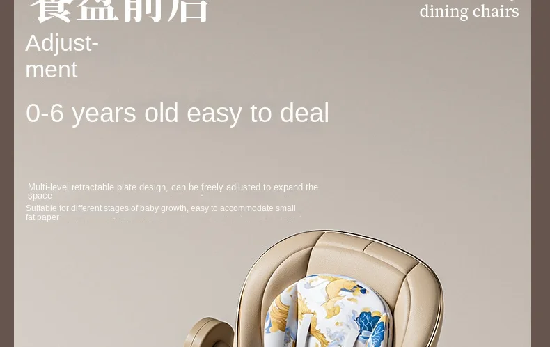 Multifunction Children Dining Chair Adjustable 2-in-1 Smooth Cardan Wheel Foldable Toddler Reclining Chair Highchair for Baby