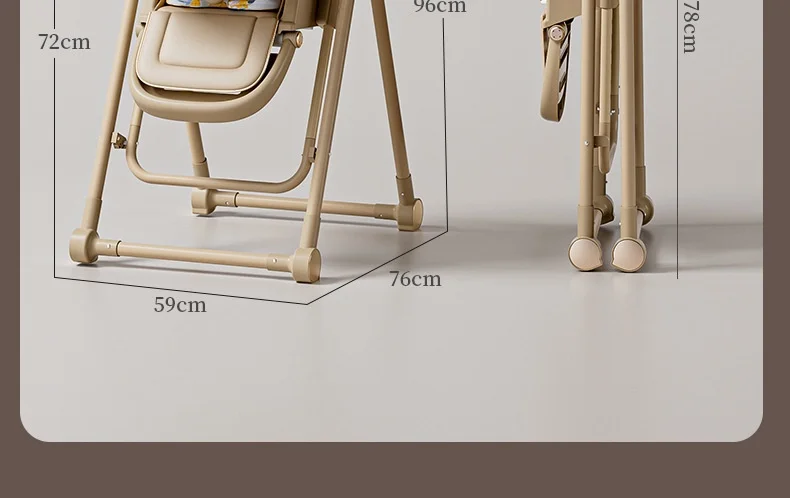 Multifunction Children Dining Chair Adjustable 2-in-1 Smooth Cardan Wheel Foldable Toddler Reclining Chair Highchair for Baby